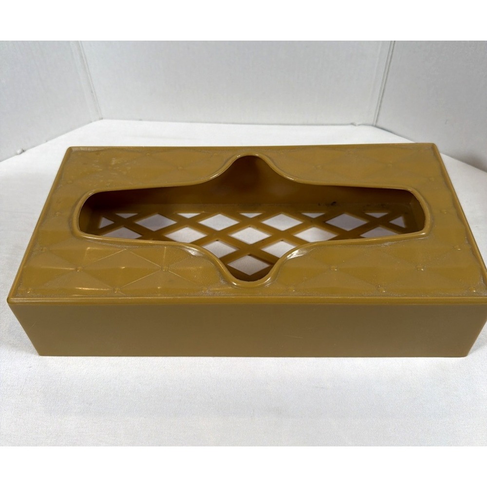 Vintage MCM Gold Plastic Tissue Box Cover Retro Bathroom Vanity Holder - Picture 6 of 6
